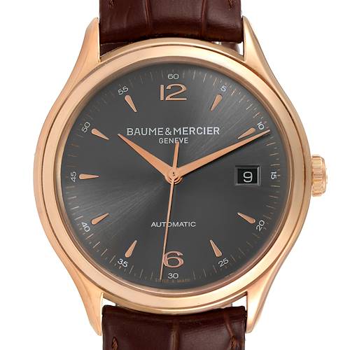 Photo of Baume Mercier Clifton 18k Rose Gold Grey Dial Mens Watch 10059 Box Papers