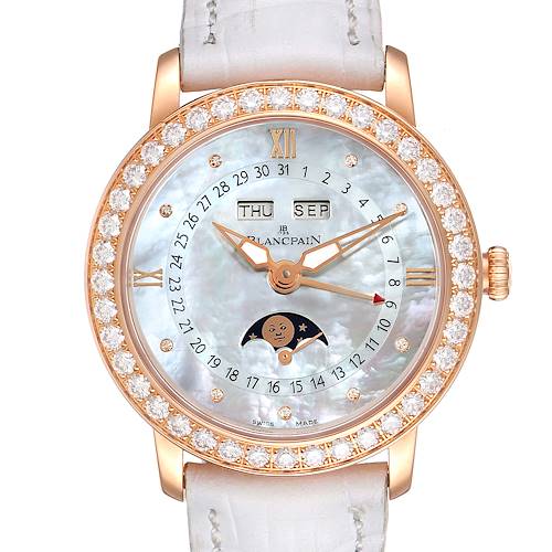 Photo of Blancpain Quantieme Complet 18k Rose Gold Diamond Watch 3663-2954-55B