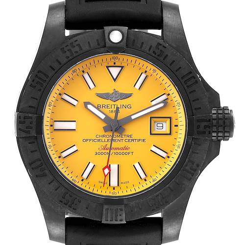 Photo of Breitling Avenger II Seawolf Cobra Yellow Limited Edition Blacksteel Watch M17331 Box Card