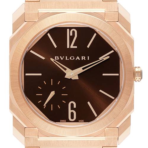 Photo of Bvlgari Octo Finissimo Rose Gold Ultra Thin Mens Watch 102912 Box Papers