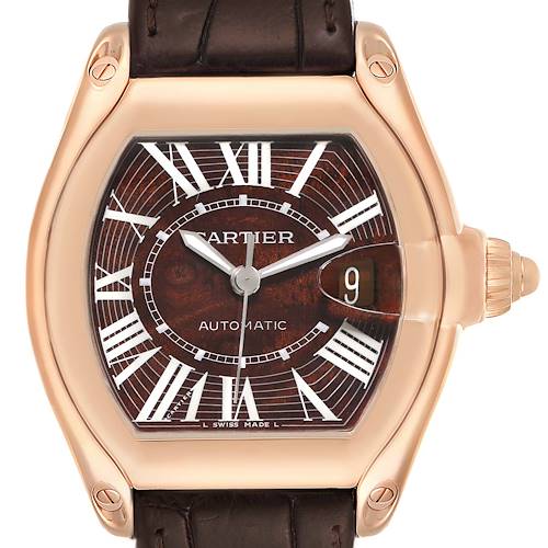 Photo of Cartier Roadster XL Rose Gold Walnut Wood Dial Limited Edition Watch W6206001
