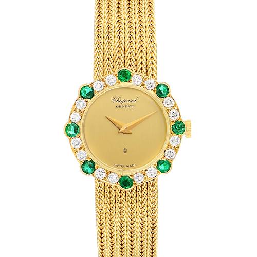 Photo of Chopard 18K Yellow Gold Diamond Emerald Vintage Cocktail Ladies Watch 4057