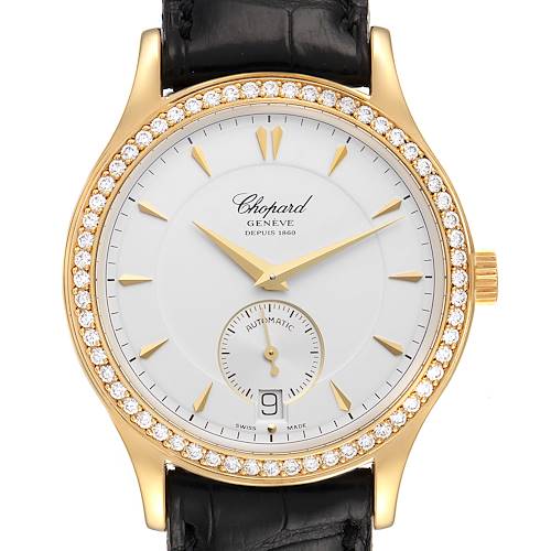 Photo of Chopard Classique Yellow Gold Silver Dial Diamond Mens Watch 1860