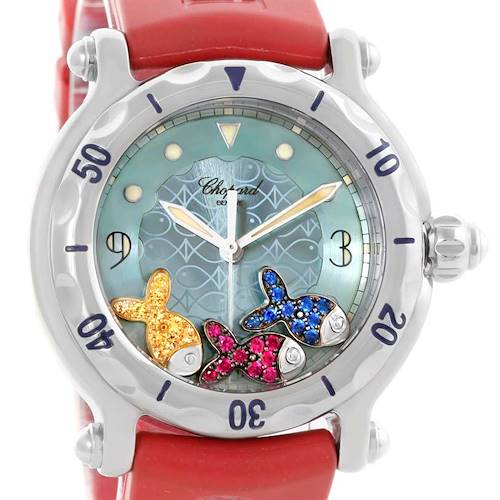 Photo of Chopard Happy Fish Floating Rubi Sapphire Rubber Watch 288347-8402