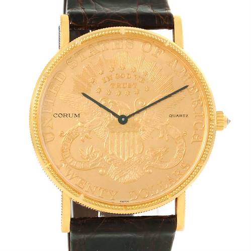 Photo of Corum 20 Dollars Double Eagle Yellow Gold Coin Brown Strap Watch
