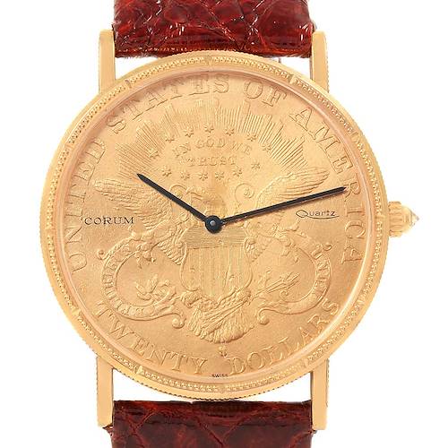 Photo of Corum 20 Dollars Double Eagle Yellow Gold Coin Year 1900 Mens Watch Papers