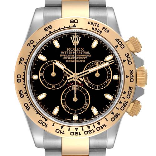 Photo of Rolex Cosmograph Daytona Steel Yellow Gold Black Dial Watch 116503 Box Card