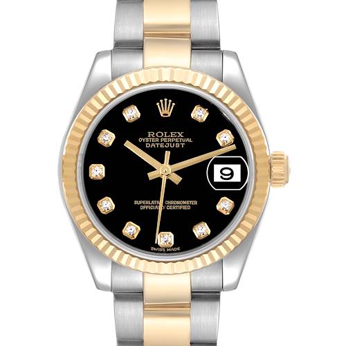 Photo of Rolex Datejust Midsize Black Diamond Dial Ladies Watch 178273 Box Papers