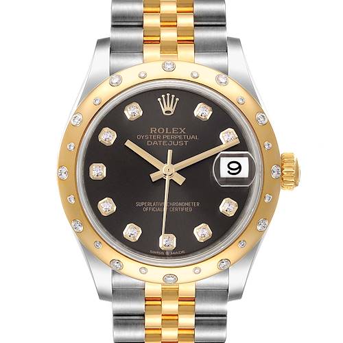 Photo of Rolex Datejust Midsize Steel Yellow Gold Diamond Ladies Watch 278343 Box Card