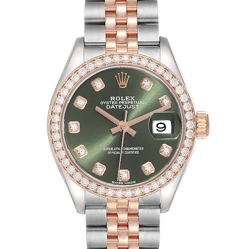 Photo of Rolex Datejust Steel Everose Gold Mint Green Dial Ladies Watch 279381 Box Card
