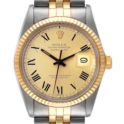 Photo of Rolex Datejust Steel Yellow Gold Buckley Dial Vintage Mens Watch 16013