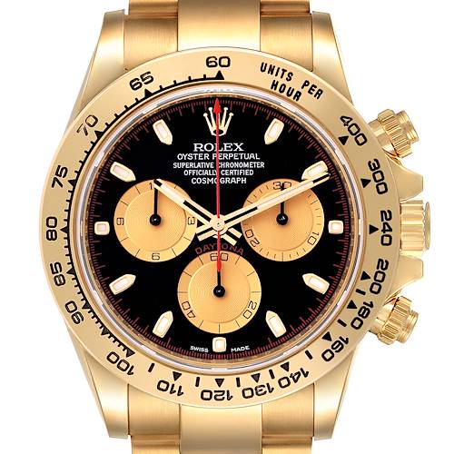 Rolex Daytona Black Dial Yellow Gold Mens Watch 116508 Box Card
