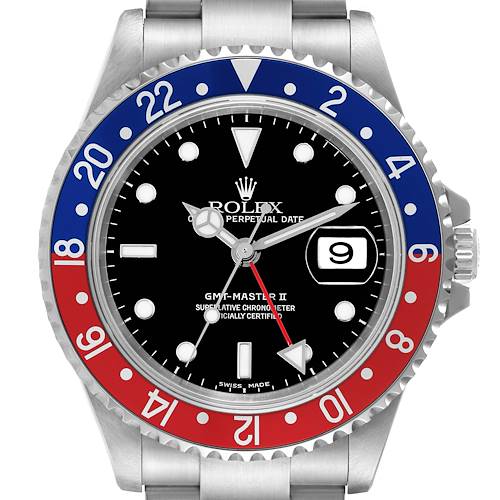 Photo of Rolex GMT Master II Blue Red Pepsi Dial Mens Watch 16710 Box Papers